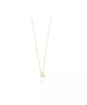 Pearl Necklace and Letter Coin - Silver 925 Gold