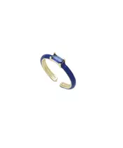 Ring Enamel Dark Blue - Silver 925 Gold Plated