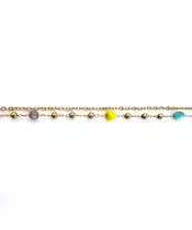 Anklet with Multicolored stones - Stainless Steel Gold