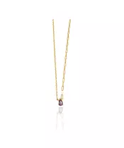 Necklace Purple Drop - Silver 925 Gold Plated