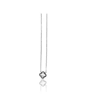 Necklace Cross with pearl and blue zircons - Silver 925