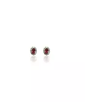 Studs Diana Oval Red - Silver 925 and Gold Plated