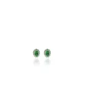 Studs Diana Oval Green - Silver 925 and Gold Plated