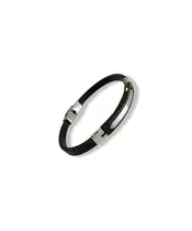 Men's Bracelet Leather - Stainless Steel