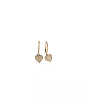 9ct Gold Hoops - hearts with zircons