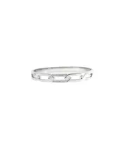 Bangle Geometric with zircons - Stainless Steel Silver