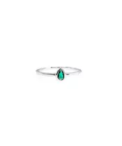 Tiny Green Drop Ring - Silver 925