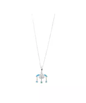 Melissa Blue Opal Necklace - Silver 925 and Gold Plated - Adjustable Black String ( free of charge)