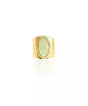 Prehnite Oval Ring - Silver 925 Gold plated