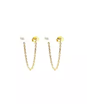 Earrings Double with chain and pearl - Silver 925 and Gold Plated