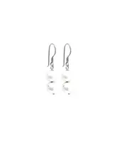 Hanging Double Pearl Earrings - Silver 925