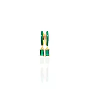 Enamel Earrings Green with baguette - Silver 925 Gold Plated