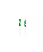 Enamel Earrings Green - Silver 925 Gold Plated