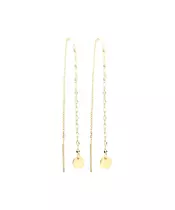 Earrings Coin Thread - Silver 925 Gold Plated