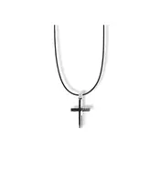 Necklace: Cross Modern,Black - Stainless Steel - Rope Stainless Steel