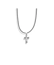 Necklace Cross Simple - Stainless Steel Silver - Rope Stainless Steel