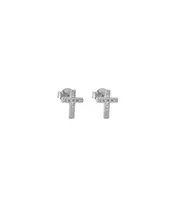 Cross with zircons Earrings - Silver 925 and Gold Plated