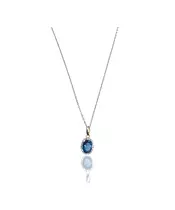 Necklace Diana Blue Oval - Silver or Gold Plated