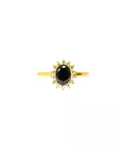 Diana Ring with Black stone - Silver 925 Gold Plated