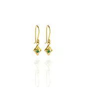 Byzantine 9ct Gold - Long Earrings with green zircon