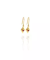 Byzantine 9ct Gold - Long Earrings with pink zircon