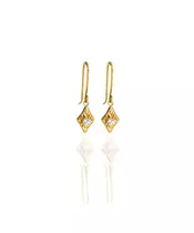 Byzantine 9ct Gold - Long Earrings with white zircon