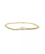 Pearl Beeds Bracelet - Silver and Gold Plated - Silver