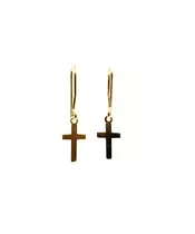 9ct Gold Earrings - Hanging Cross - 18ct Gold