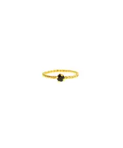 Silver 925 Gold Plated - Twist Ring with Black zircon