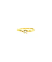 Silver 925 Gold Plated - Twist Ring with White zircon