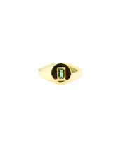 Silver 925 Gold Plated - Ring with green baguette