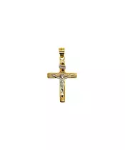 9ct Yellow and White Gold Cross with Jesus Christ