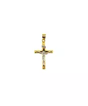 18ct Yellow and White Gold Cross with Jesus Christ