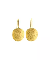 Phaistos Disk Curved Earrings - Silver 925 Gold Plated - Sterling Silver 925