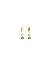 Small Plain Hoops with Green Zircon - Silver 925 and Gold Plated - Yellow Gold Plated