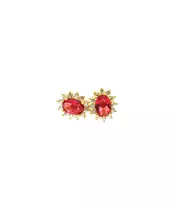 Diana Earrings with Red and White Zircons - Silver 925 Gold Plated