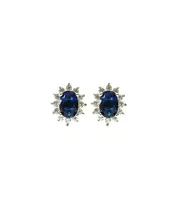 Diana Earrings with Blue and White Zircons - Silver 925