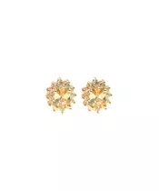 Diana Earrings with Light Yellow and White Zircons - Silver 925 Rose Gold