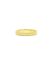 9ct Gold Zircons and Rounded Finish Ring - Wedding Band