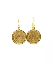 Phaistos Disk Big Hanging Earrings - Silver 925 Gold Plated