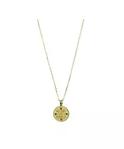 9ct Gold Pendant - Constantinato Double Face with Blue Zircons - 40 cm