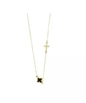 9ct Gold Necklace - With a side Cross