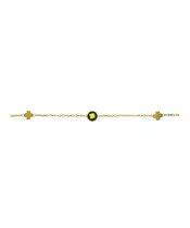 9ct Gold Bracelet - Rounded Crosses and Green Stone