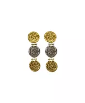 Phaistos Disk Double Color Long Earrings - Silver 925 Gold Plated