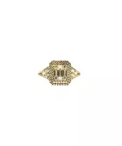 9ct Yellow Gold Ring Emerald style with Zircons