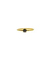 9ct Gold Ring -One Black Zircon