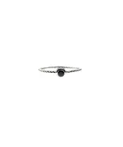 9ct White Gold Ring - One Black Stone