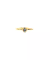 9ct Gold Ring - Oval small Aqua and white zircons