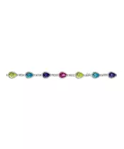 Silver 925 Bracelet - Multicolored Zircons Drop Shape