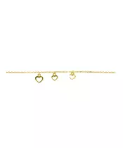 Silver 925 Bracelet - Hearts Gold Plated